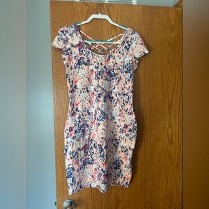 Pink floral cap sleeve dress